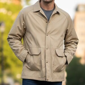 Vintage Woolrich Jacket Men's M Tan Field Coat Made in USA Wool Lined 70s‎ 80s